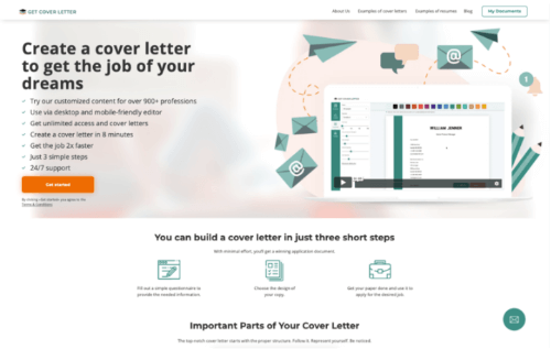 getcoverletter screen