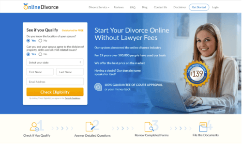 online divorce web app screen
