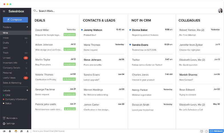 Zoho CRM Screen