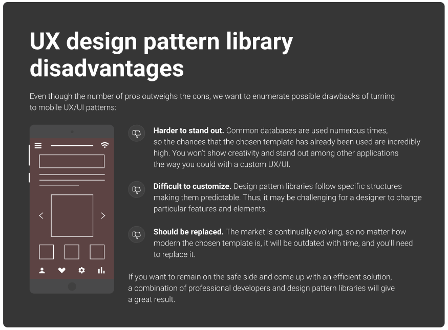 UI pattern libraries disadvantages