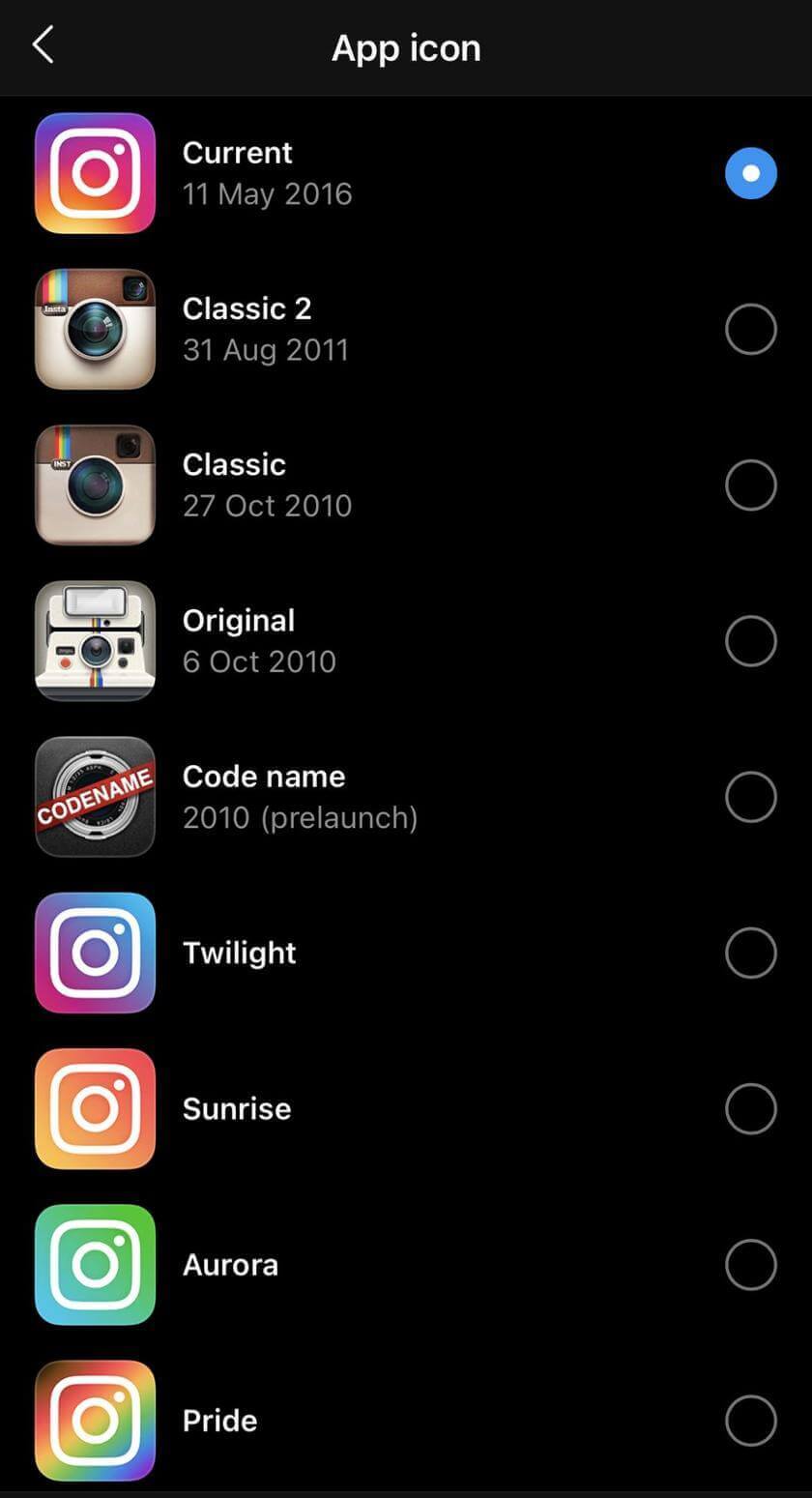 Instagram 10th anniversary lets you choose different logos