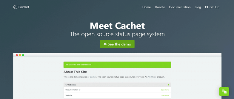 cachet status page system