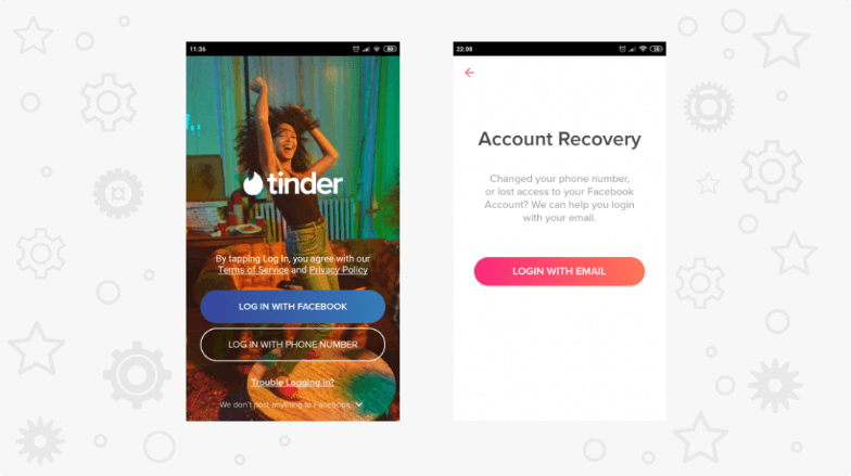 screenshot of tinder sign up