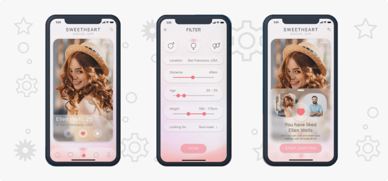 Blind Dating app App interface design, Mobile design inspiration, App