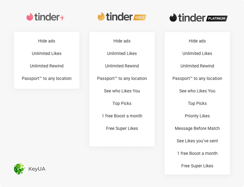 tinder subscription features